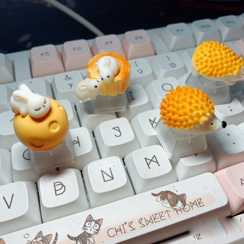 Mid Autumn Festival Moon Cake Festival Rabbit Keycap Personality Resin R4 ESC Gift Cross Mechanical Keyboard Keycap