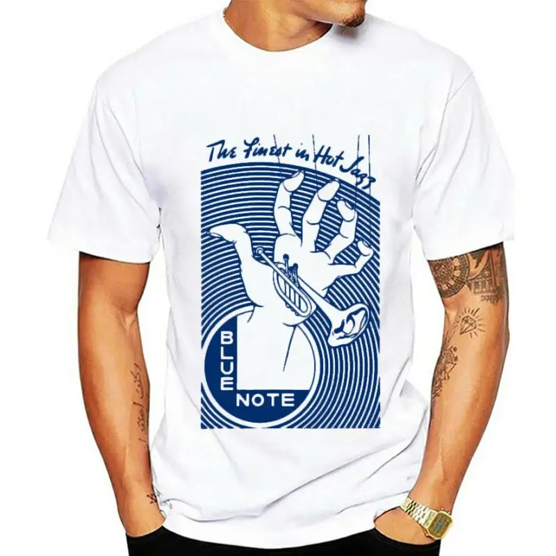 BLUE NOTE The Finest In Hot Jazz - Screenprinted Tribute T Shirt Print T-Shirt Mens Short Print Tee Shirts