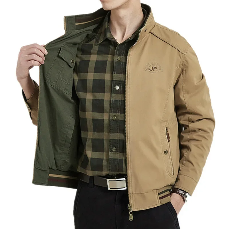 

Double-sided Retro Jacket Men 7XL 8XL Spring Autumn Cotton Business Casual Multi-pocket Men's Jackets Male Cargo Jackets 2022