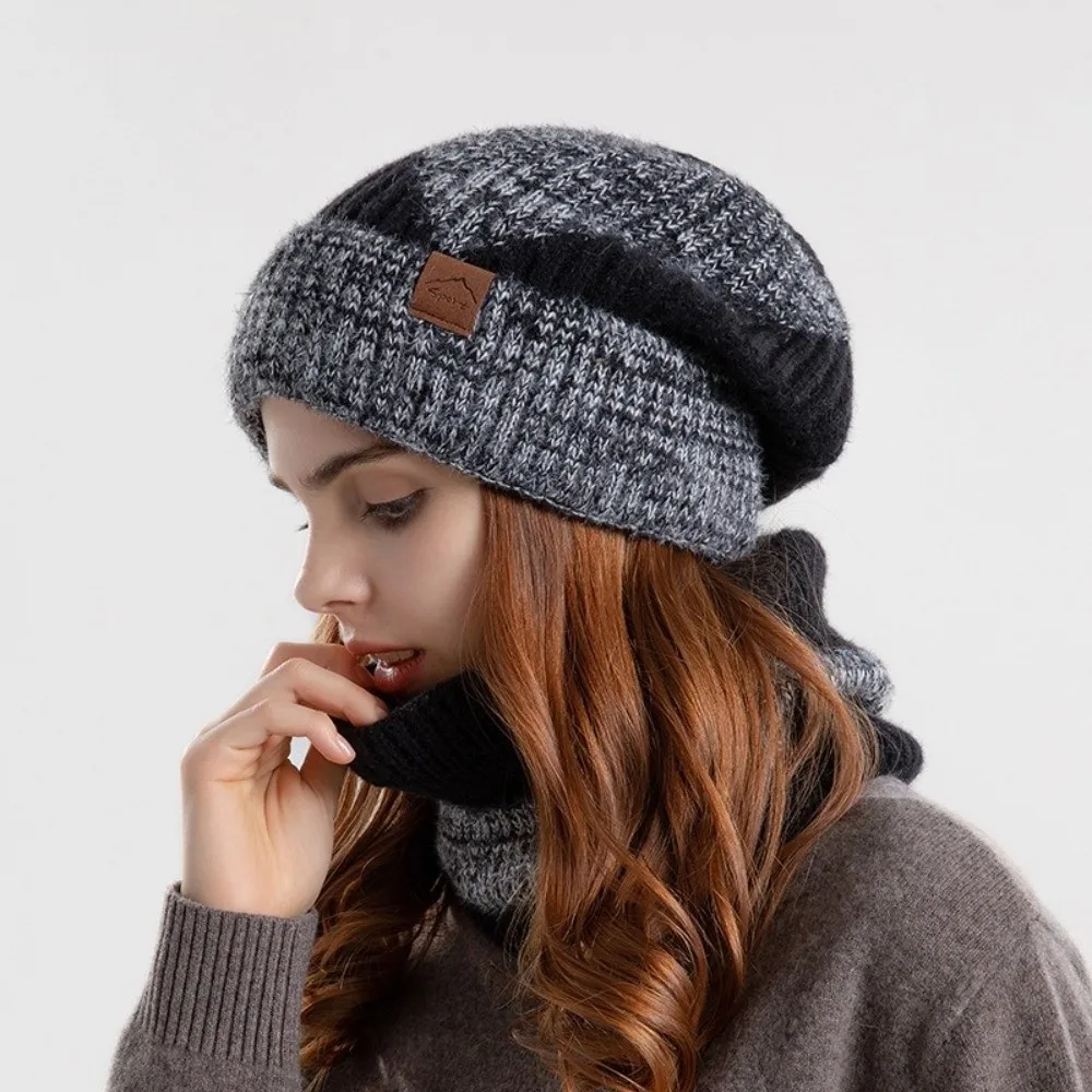 zachte wintermuts sjaal set stijlvol ontwerp dikker thermische gebreide muts thermische bescherming fleece gevoerde warme wollen muts dames/heren