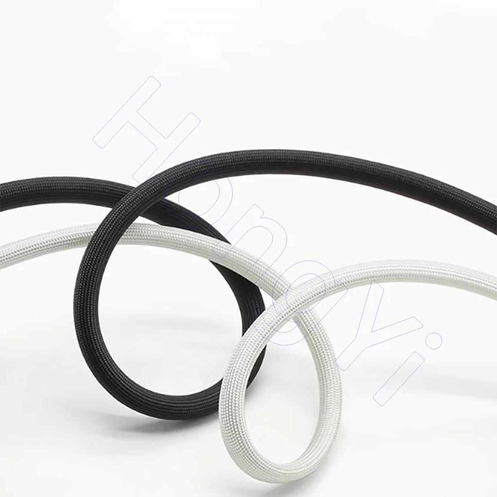 3Meters Ø1mm-50mm White/Black Braided Fiberglass Sleeve 600 Deg.C High Temperature Chemical Glass Fiber Tube Fiberglass Sleeving