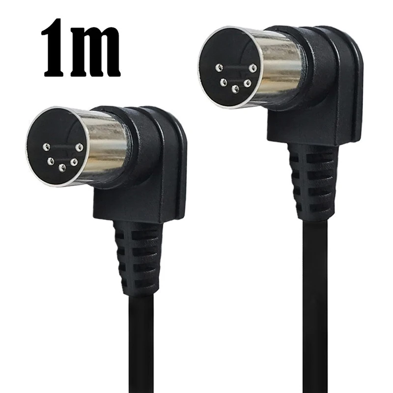 Double 90 Degree Right Angle MIDI 5 PIN Male To MIDI 5 Pin DIN Plug To 5 Pin DIN Audio Extension Male Din-5pin M/M Cable Adapter