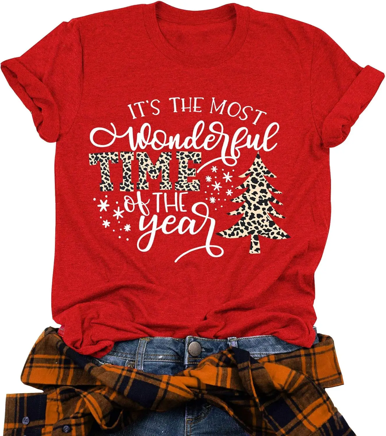 Merry Christmas Shirts for Women Xmas Buffalo Plaid Tree Shirt Top Short Sleeve Casual Graphic Print T Shirt