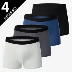 4 Pack European and American MEN'S Solid Color Boxer Underwear Comfortable Swimming Trunks Oversized Juvenile Boxer Underwear