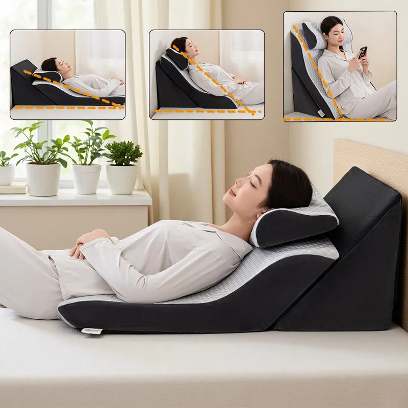 Ergonomic S-Shaped Incline Pillow Adjustable Anti-Reflux Wedge Cushion Elderly Bedridden Care Support Pad For Upper Body Lift