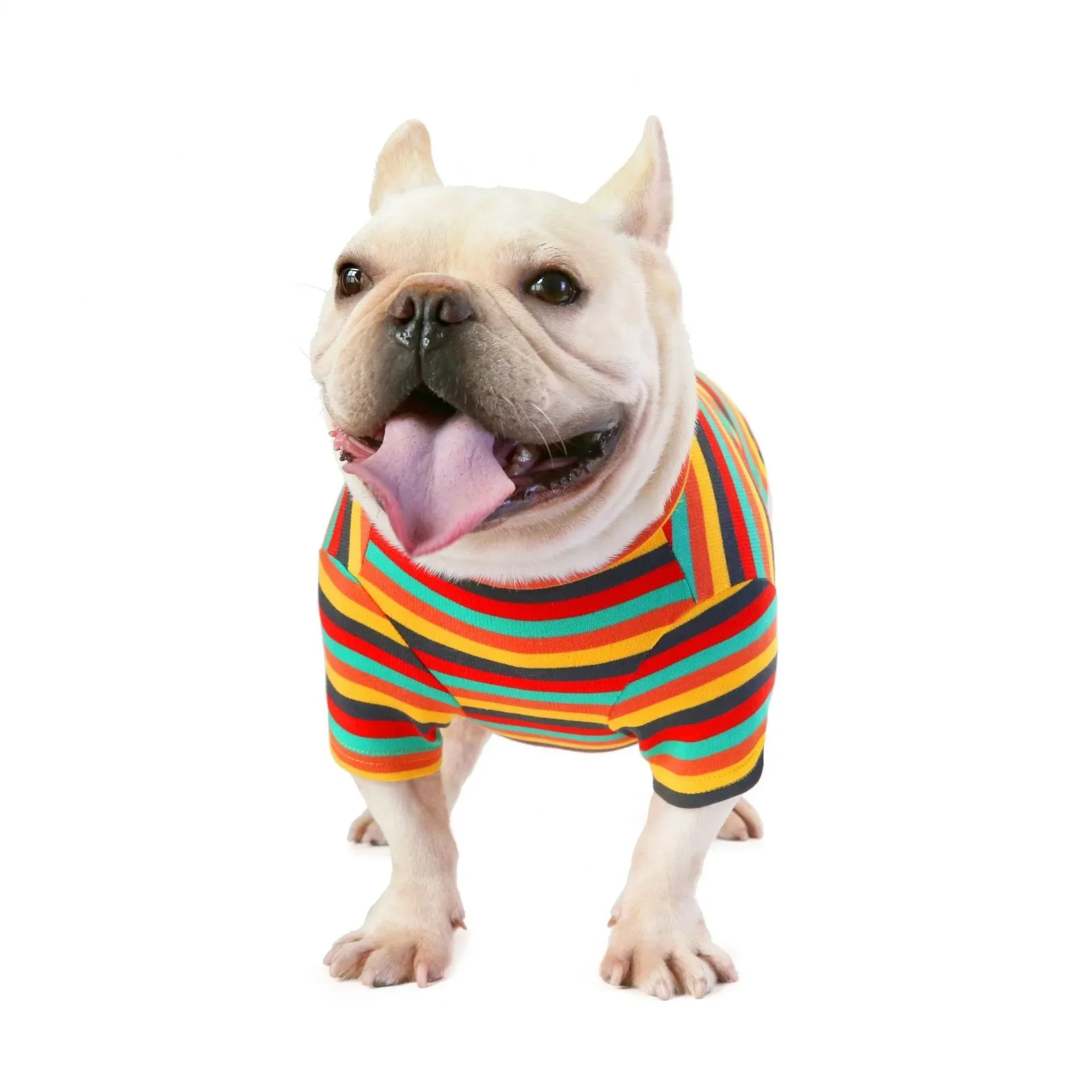 

Dog shirt, pure cotton breathable, summer striped knitted stretchable puppy clothes, suitable for summer Small Dogs Boy Girls