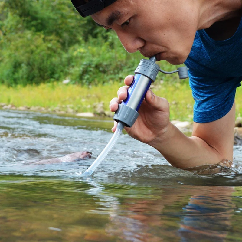 Filtre à eau d'extérieur avec paille, système de filtration d'eau, supporter ficateur d'eau potable d'urgence, outils de survie en camping et voyage