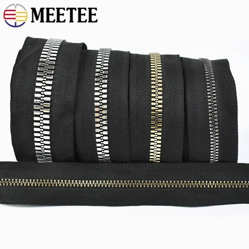 1/2/3/5Meters Meetee 3# 5# 8# 10# 15# Resin Zipper To The Meter for Sewing Down Jacket Outdoor Tent Continuous Zippers Material