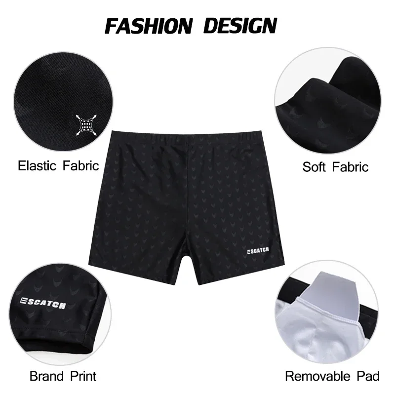 Summer Man Swimwear Beach Pants Swim Shorts Pants Printed Flat Angle Swim Trunks Male High Quality Elastic Surffing Shorts