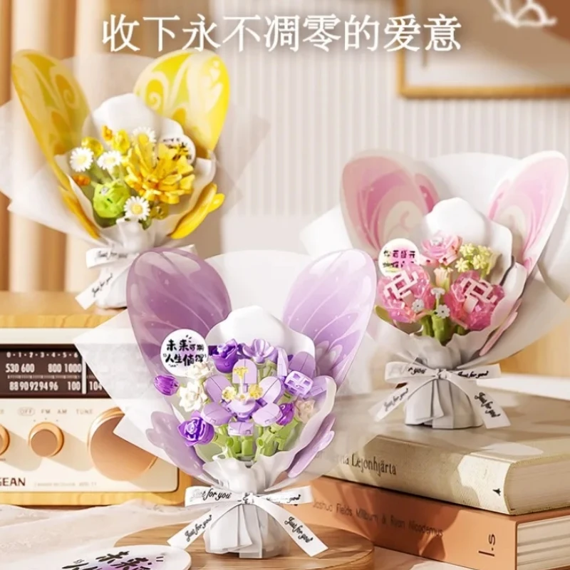 

Butterfly Flower Language Building Blocks Eternal Flower Bouquet Assembled Model Educational Toys Ornaments Christmas Gift