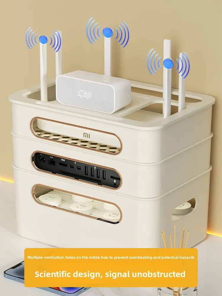 صندوق تخزين لراوتر لاسلكي وجهاز استقبال تلفزيوني، منظم من مادة البي في سي للاستخدام في غرفة المعيشة، حل لإدارة الكابلات، مودي...