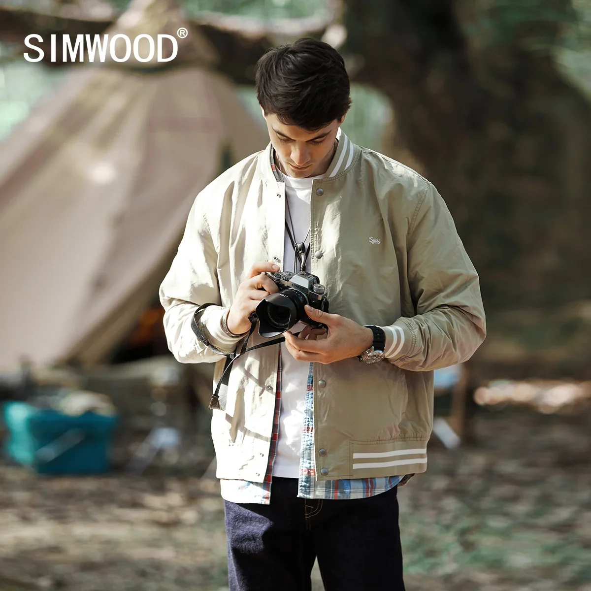 

SIMWOOD 2024 Autumn New Baseball Jackets Men Contrast Color Bomber Jackets Thin Coats Plus Size Brand Clothing