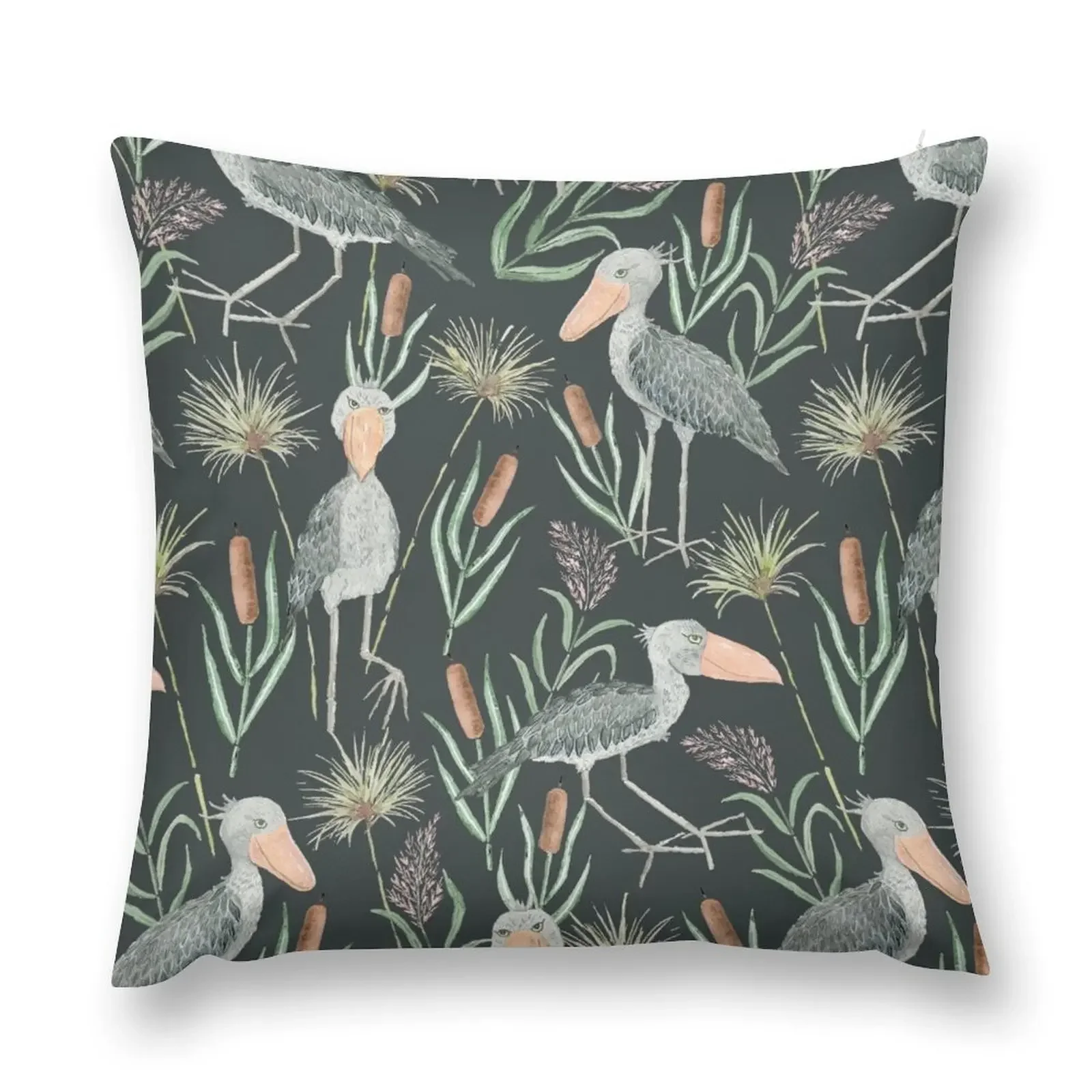 The Magnificent Shoebill Watercolor Pattern Throw Pillow Sitting Cushion Elastic Cover For Sofa pillow