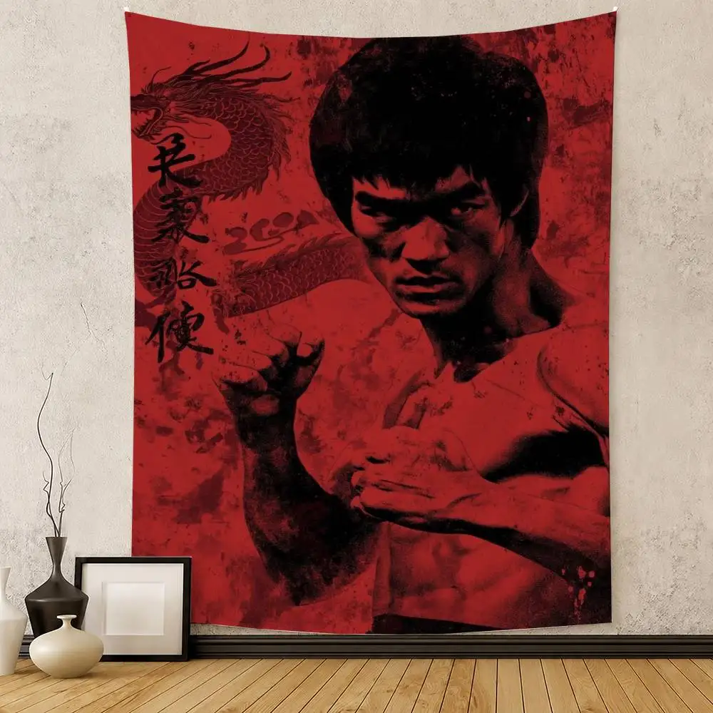 B-Bruce L-Lee Li Xiaolong K-Kung F-Fu Flag Digital Printing Banner for Garage Wall Out Door