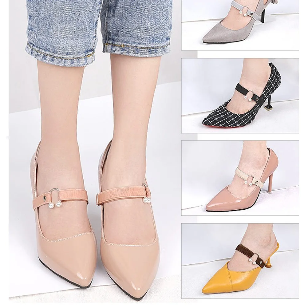 

4Pairs High-Heeled Shoe Strap Durable Elastic Material Easy to Use Stable Convenient High-Heeled Shoelaces Anti-Loose Shoelace