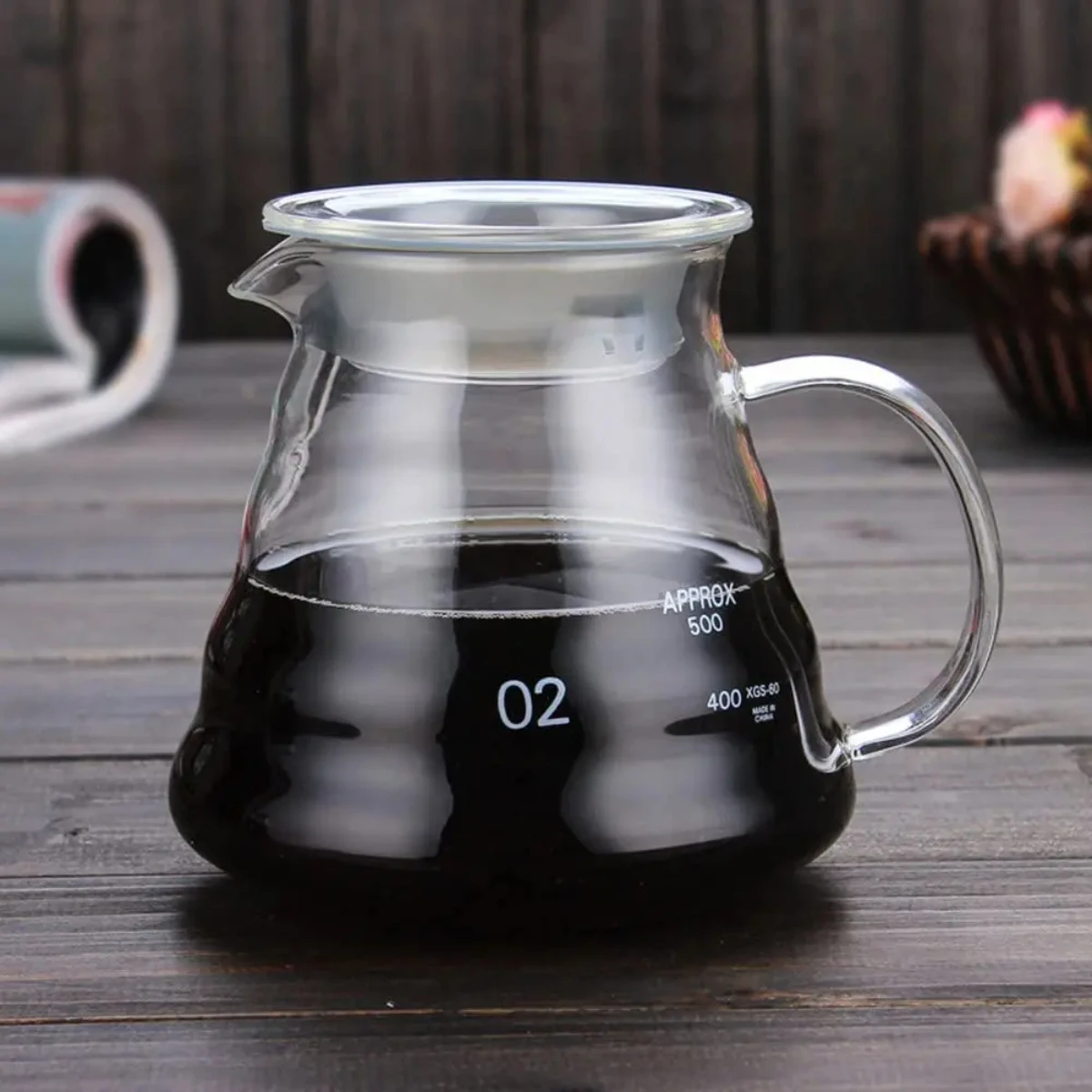 

Coffee Carafe, 350/600ml Coffee Clear Glass Kettle Sharing Pot with Lids, Pour Over Coffee Espresso Maker Accessories