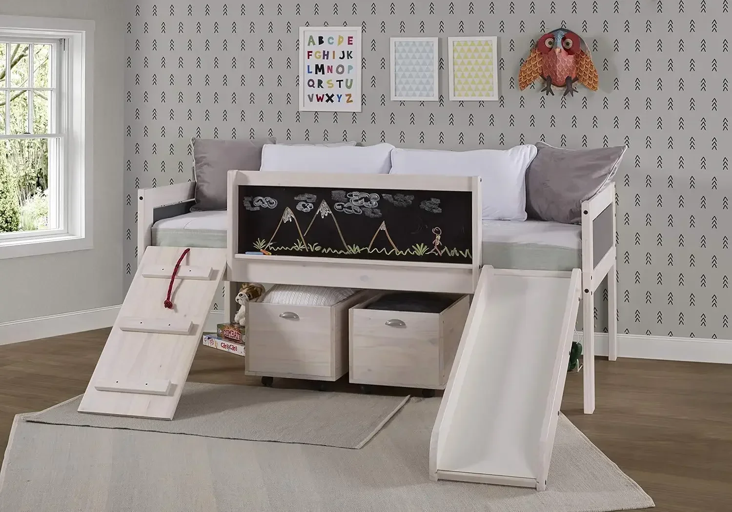 Novedad Twins Art Play Junior Low Loft con caja de juguetes. base de cama