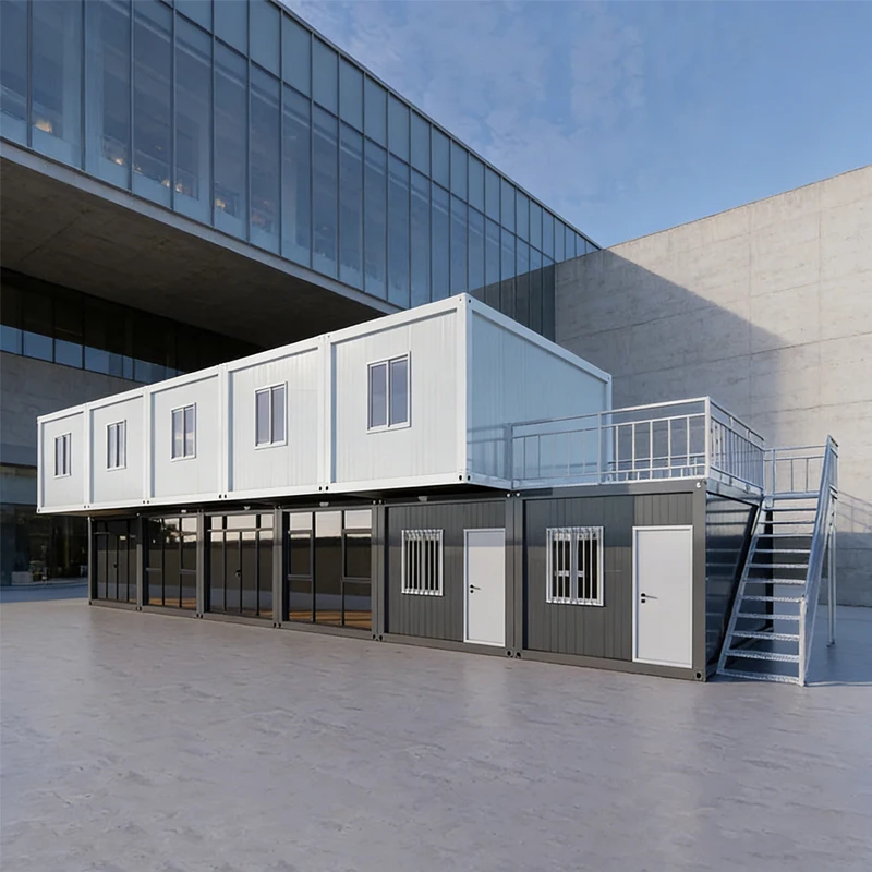 Folding Prefab Modular Double Storey Foldable Container House with Steel Sandwich Panel for Hotel Use