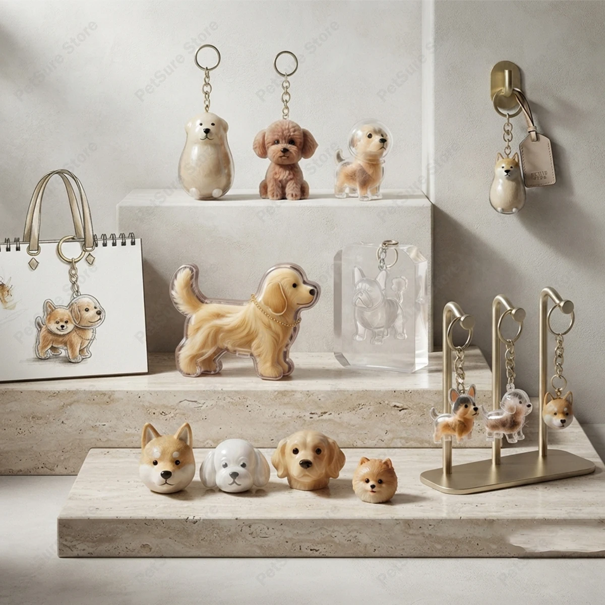 New DIY Transparent Dog Hair Storage Container Adorable Pet Keepsake Capsule Pendant With Key Ring for Pet Lovers Memorial