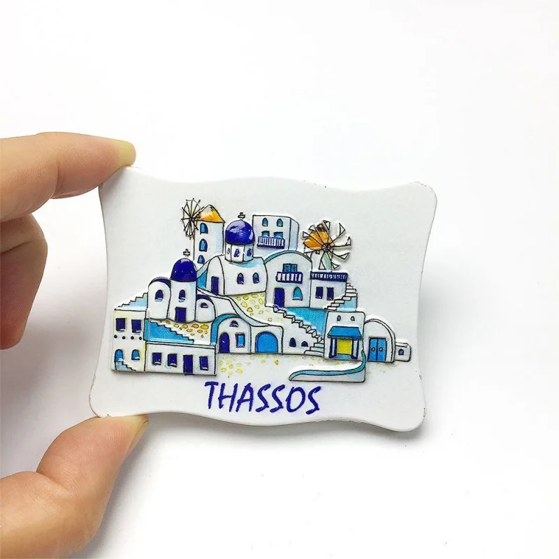 

3D Resin Greece Thassos Blue-White Building Fridge Magnet Imanes para Nevera Decoración Hogar Home Decor Magnets for Fridge