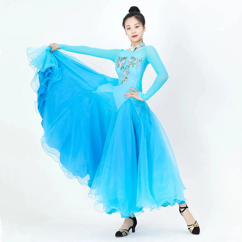 2025 meninas moderna competição de dança traje das mulheres roupa valsa vestido moda palco desempenho roupas dancewear palco salão de baile