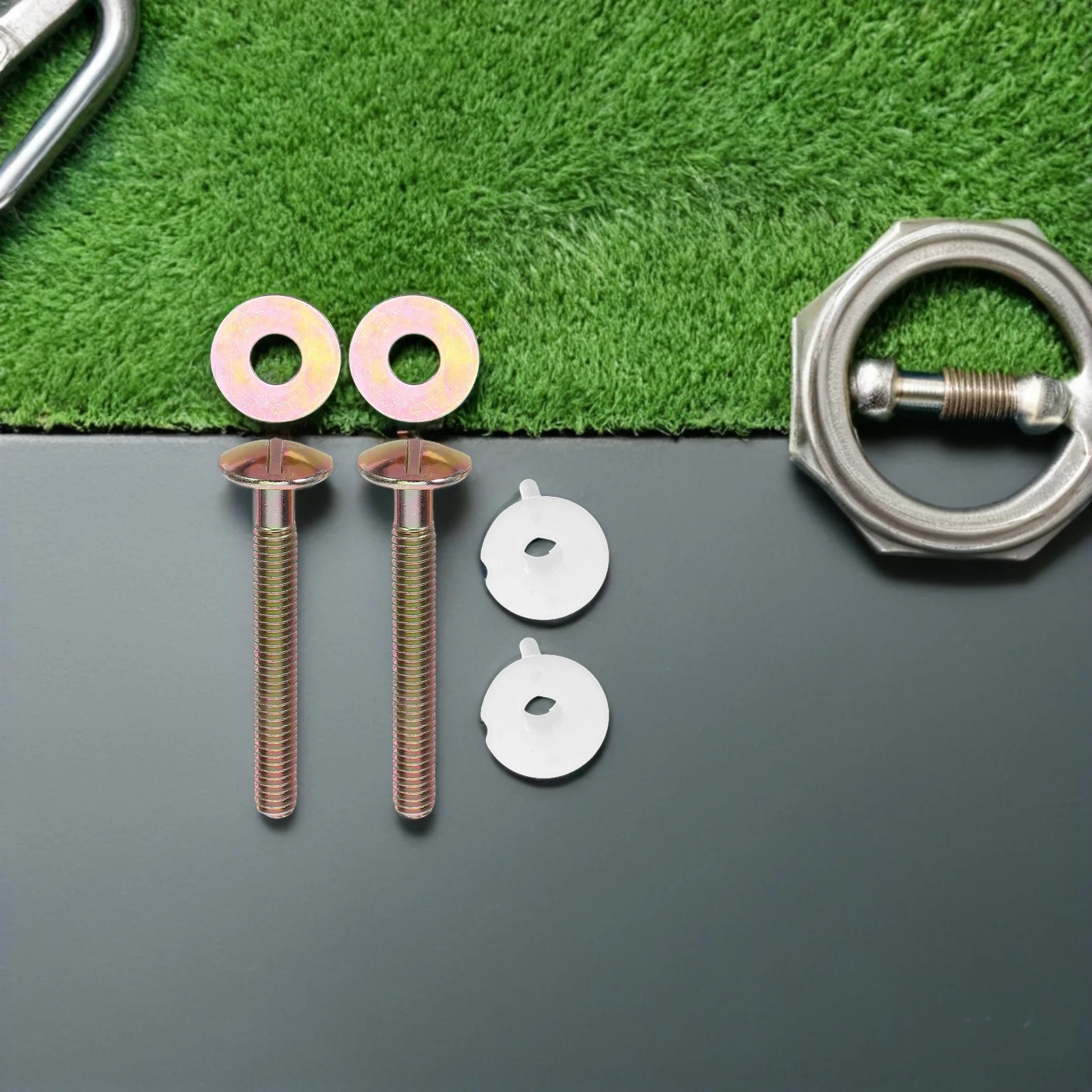 

2pcs Bolts Replacement Kit Universal Stainless Steel Fixings For Toilet Seat Mounting Heavy Duty Toilet Seat Hardware - Golden
