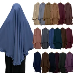Long Khimar High Quality Nida Muslim Eid Ramadan Islamic Clothes Tie Back Overhead Prayer Scarf Women Hijab Veil Abaya Headdress