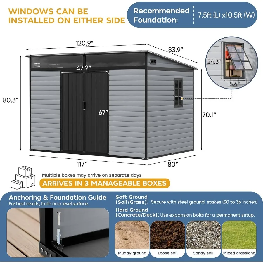 10x7 Feet Lean to shed with Floor and Openable Window