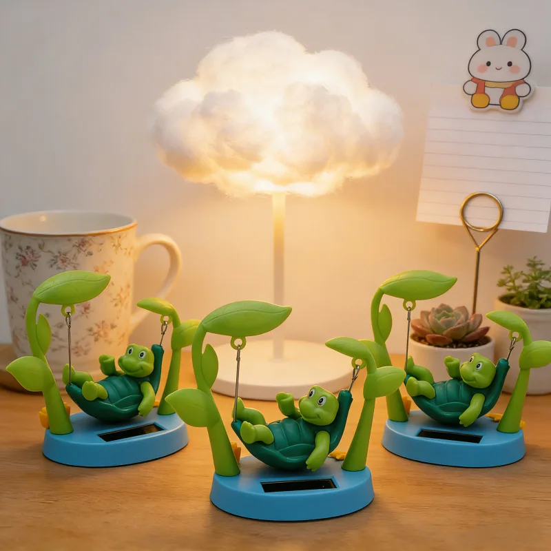 Solar Powered Swinging Turtle& Monkey  Car Ornament, Cute Cartoon Dashboard Decor, Fun Eco-Friendly Auto Interior Accessory Gift