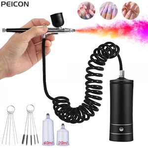 Airbrush Nail dengan Kompresor Sikat Udara Portabel dengan Kompresor untuk Seni Kuku Kerajinan Lukisan Kue Kompresor Seni Kuku Airbrush 8 set warna airbrush penjualan terbaik - №