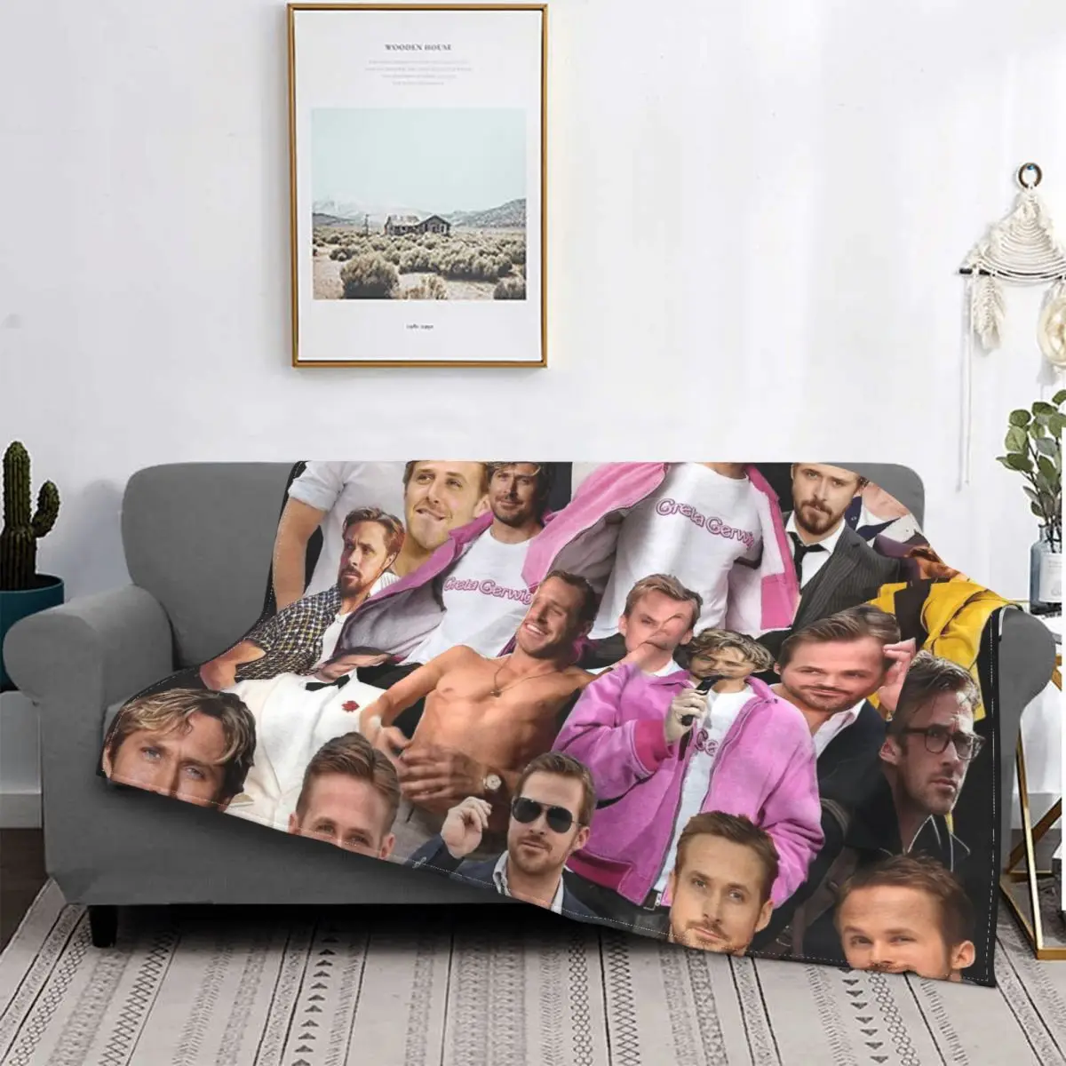 Ryan Gosling Photo Collage Flannel Throw Blankets Blankets for Bed Travel Soft Bed Rug