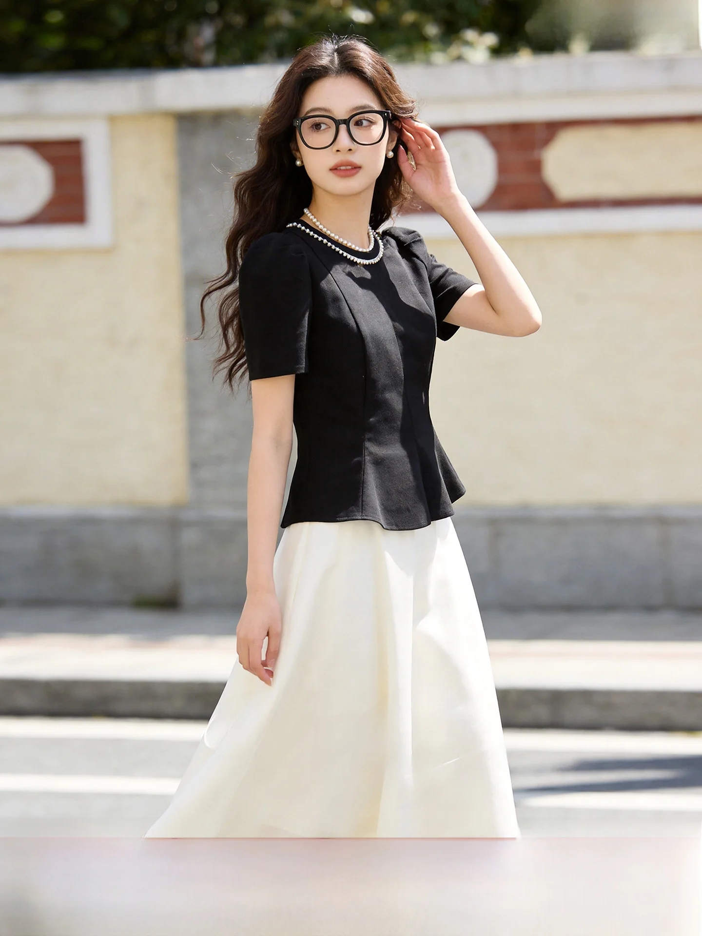 

Wuji Home Summer New Style Age-Defying Design A-Line Skirt Set High Waist Contraction Waist Casual Fashion plus Size Set