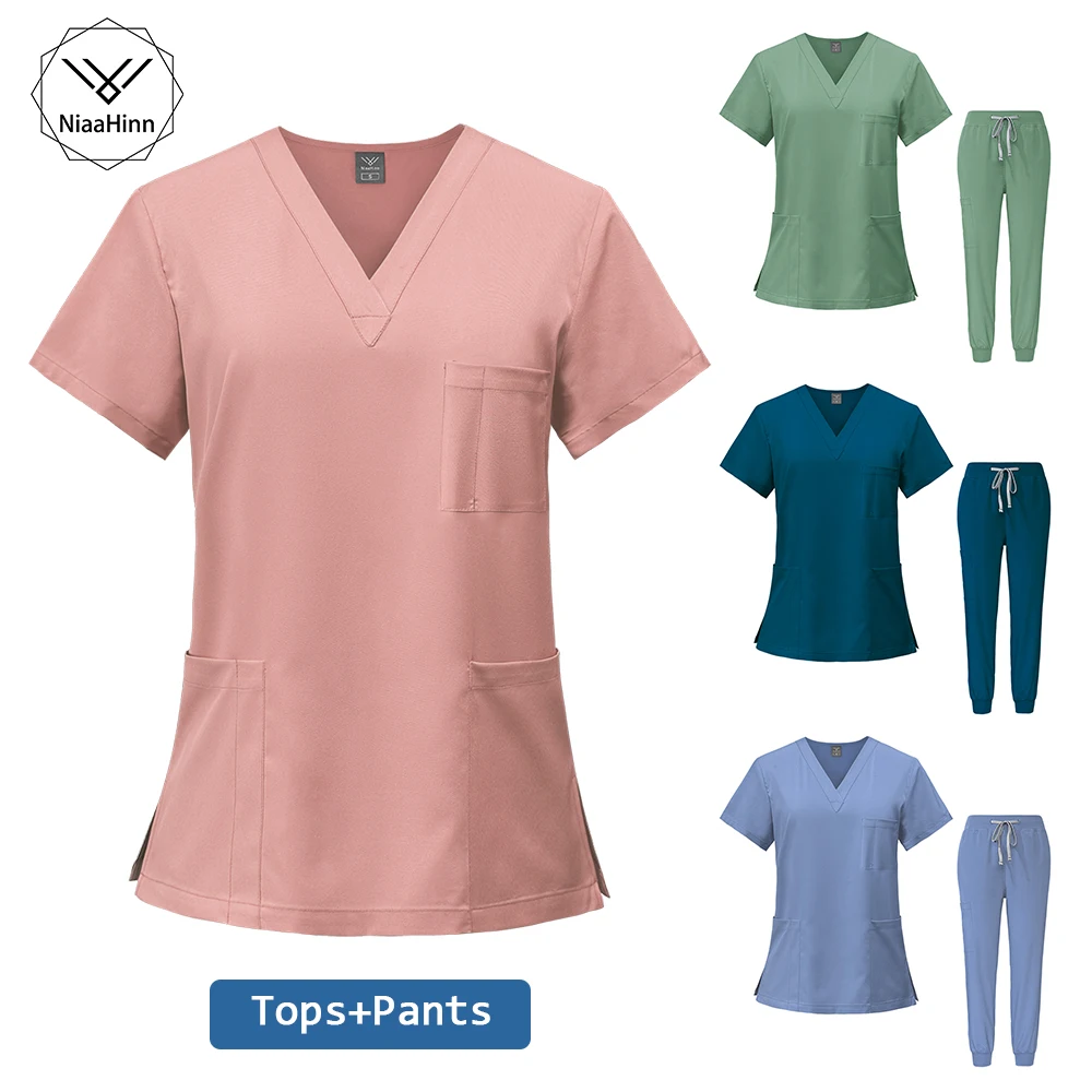 

Nurse Uniforms Women Hospital Doctor Nurse WorkWear Mens Scrubs Beauty Salon Beautician Manicurist Professional Uniform Sets New