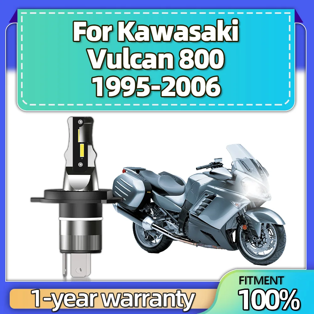 1PCS H4 LED Motorcycle Headlight Bulb 12V 6000K High Low Beam For Kawasaki Vulcan 800 1995 1996 1997 1998 1999 2000 2001-2006