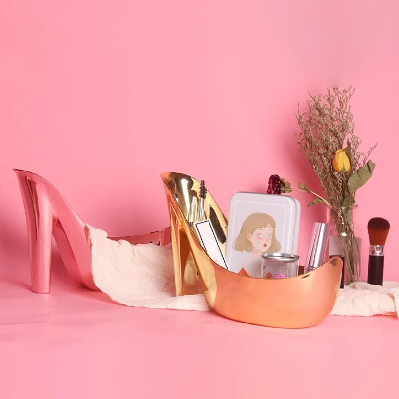 Makeup Tray Holder Organizer Cosmetic Sexy High Heels Tabletop Desktop Vanity Countertop Bathroom Wall Cabinet Storage Box Wome