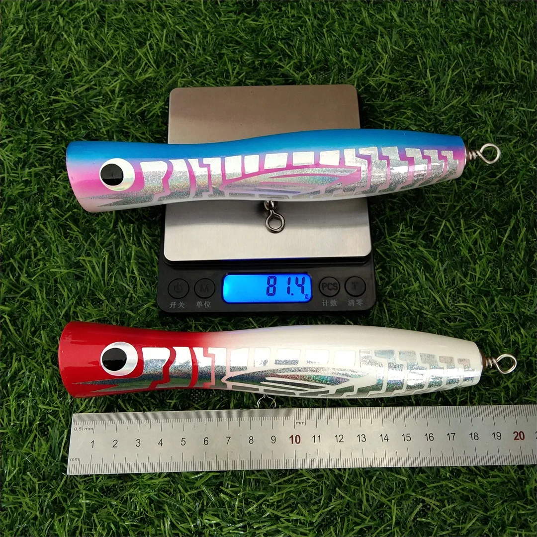 18cm 81g Wood Popper Lure Topwater GT Surface Trolling Lures Deep Sea Popper Fishing Bait