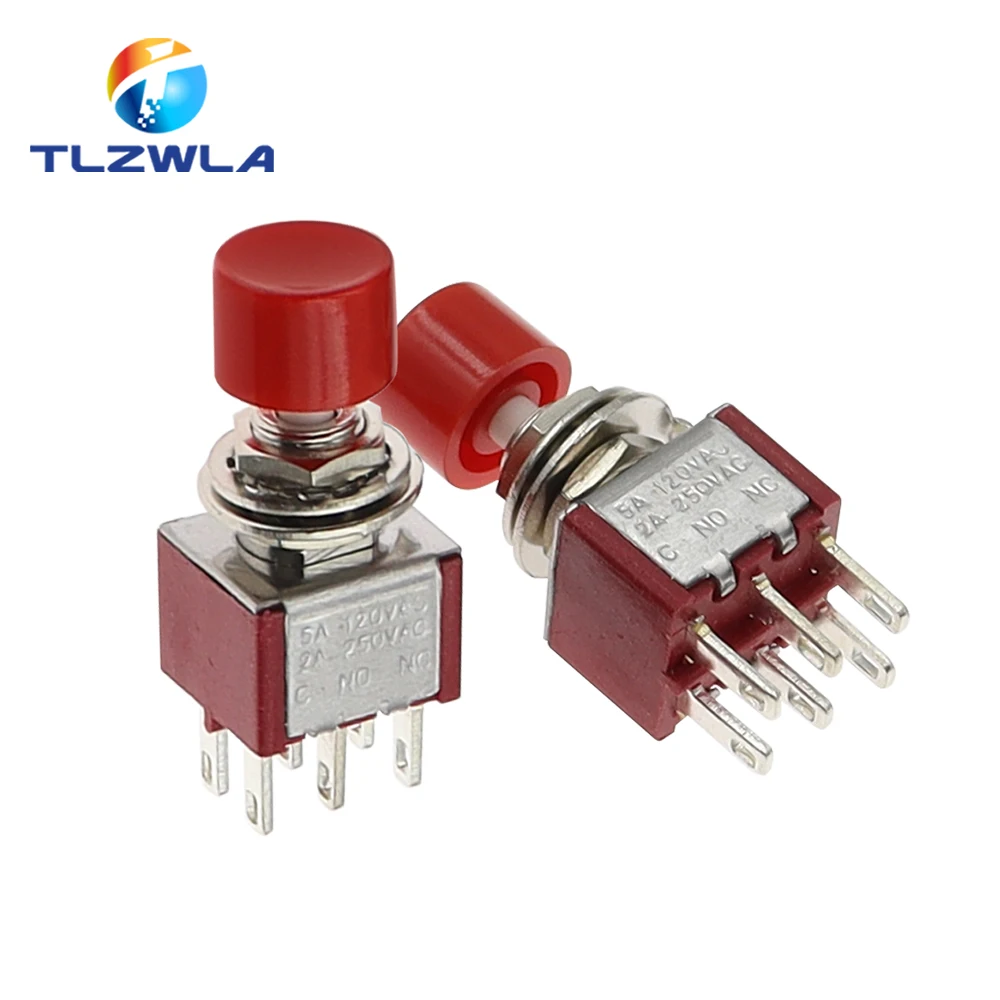 5PCS 3Pin C-NO-NC 6MM Mini Momentary Automatic return Push Button Switch ON-(ON) 2A 250VAC/5A 120VAC