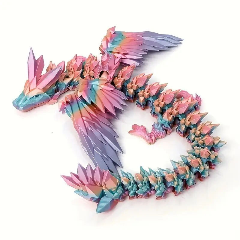 1/2pcs of Rainbow-Colored Large Flying Dragon, 3D Printing Suitable for Decorative Ornaments, Movable Joints (Random Color)
