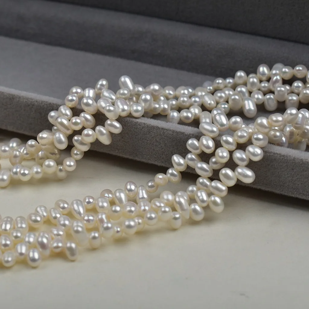 Factory Wholesale 4-5mm Oval Minimal Marke Smooth Pearl Necklaces Semi-Finished Materials DIY Jewelry Accessories Women Gift