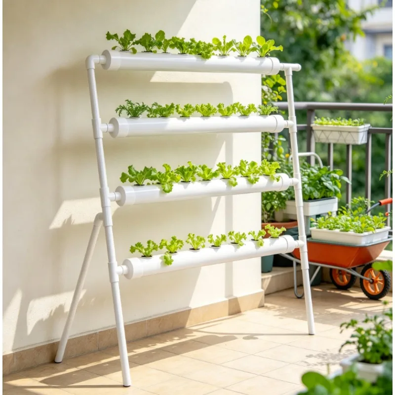 Pipeline Hydroponic Growing Rack Indoor Soilless Cultivation Stand Multi Tier Tube Planter For Balcony Vegetable  Planting