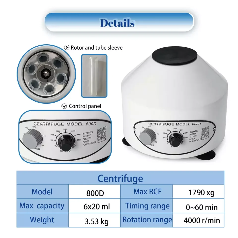 Electric Laboratory Centrifuge Medical Practice Machine Supplies PRP PRF Plasma 4000rpm