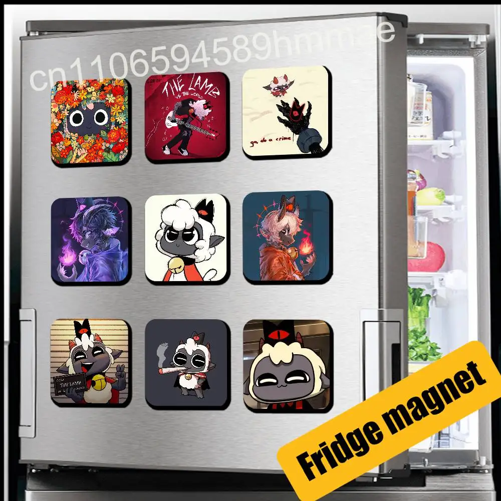 

For C-Cult of The Lamb Fridge Magnets Kitchen Metal Cabinet Freezer Refrigerator Magnetic Sticker Card