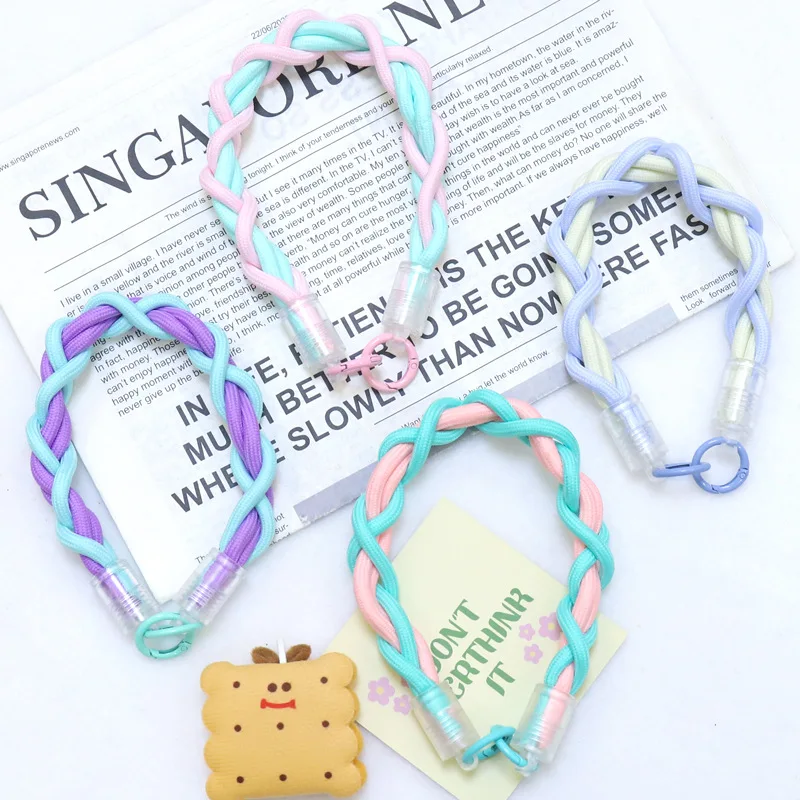 Short Mobile Phone Lanyard Wrist Color Matching Handwoven Bag Water Cup Lanyard Fashionable And Simple Lanyard