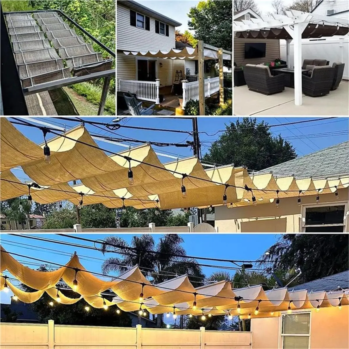AA83 10Pcs Stainless Steel Pulley with Clips for Outdoor Pergolas Wave Sun Shade Pipe Clips Hardware Resistance