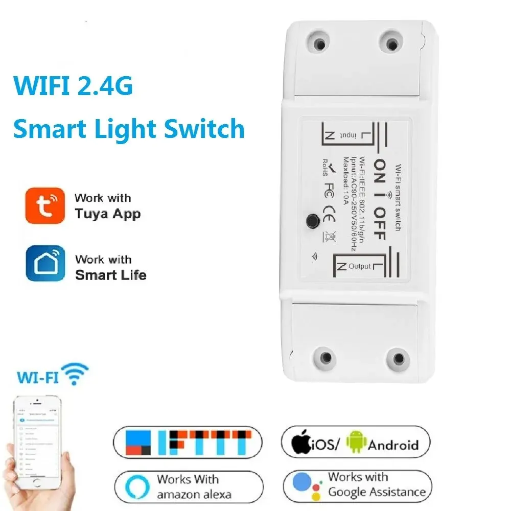 สมาร์ทสวิตซ์ WiFi แอพจับเวลาเบรกเกอร์อเนกประสงค์รีโมทคอนโทรลไร้สายทำงานร่วมกับ Alexa Google Home Alice ICE