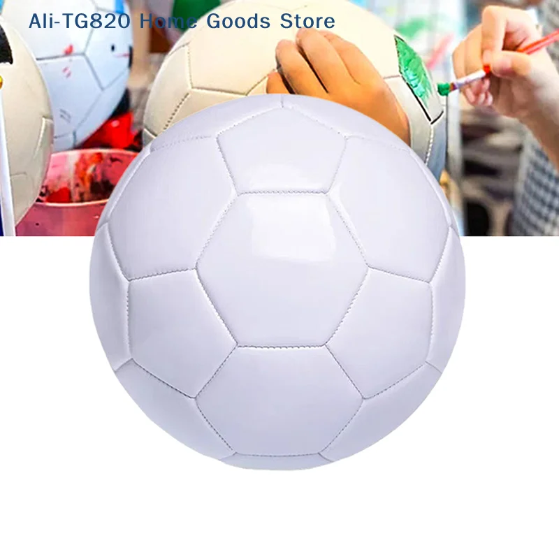 

[TG820]White Soccer Ball Size 5 Official Size Lightweight For Kids Adult Football Toy Educational Plaything Sports PVC DIY Gift