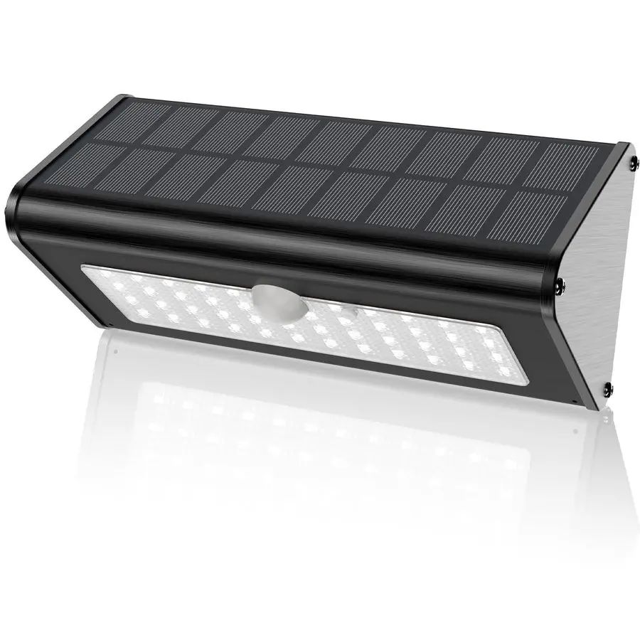 

Солнечные уличные светильники с датчиком движения 1100 люмен, водонепроницаемые IP65, аккумулятор 4500 мАч, черный алюминиевый металлический настенный прожектор безопасности