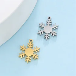10pcs/Lot Wholesale Stainless Steel Small Pendant Accessories Snowflake Pendant Charms For Necklaces Bracelets DIY Handmade