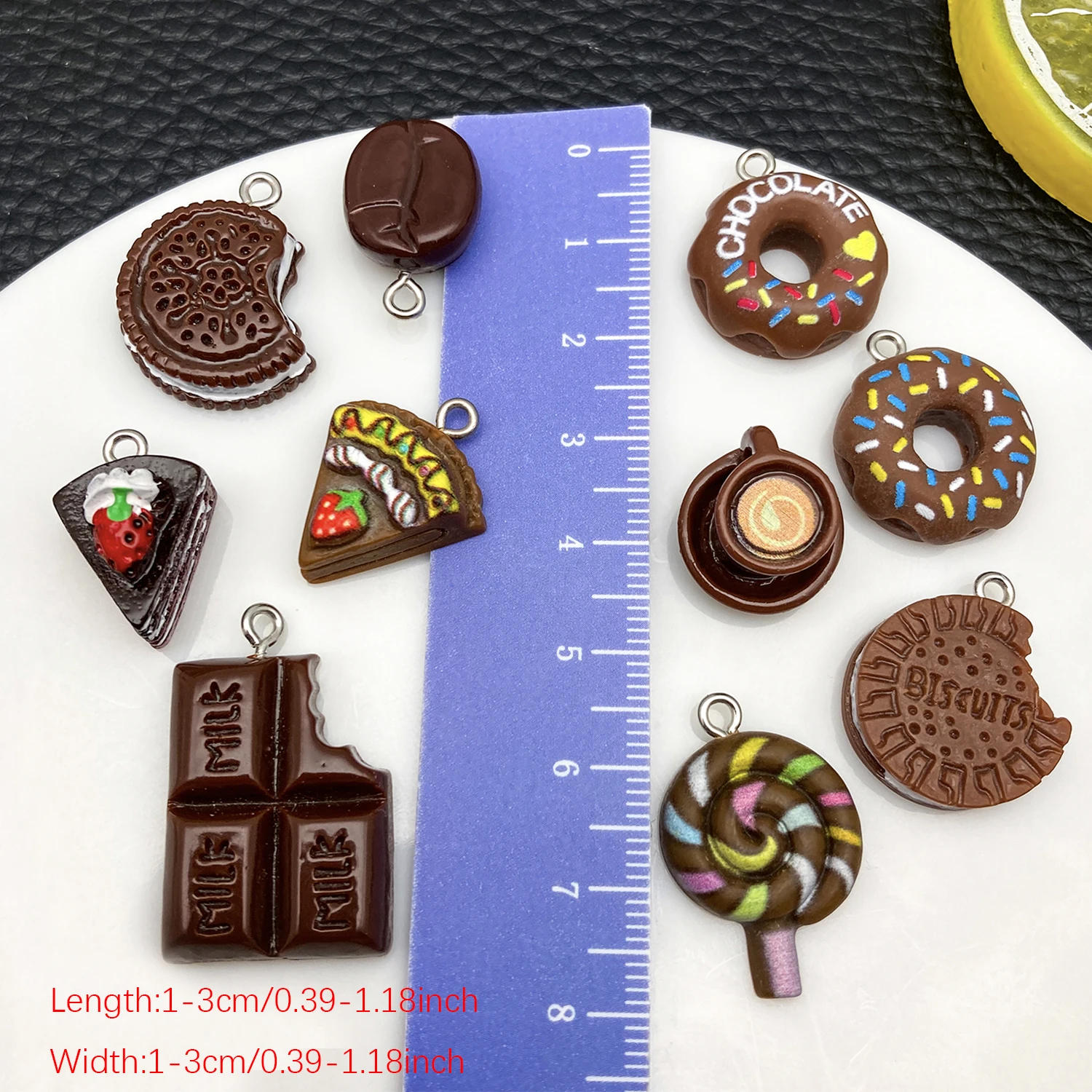 10 قطعة/مجموعة جديدة شعبية حبوب البن وكوب القهوة المعلقات ، اكسسوارات الراتنج DIY بها بنفسك الإبداعية وممتعة الأقراط قلادة #3