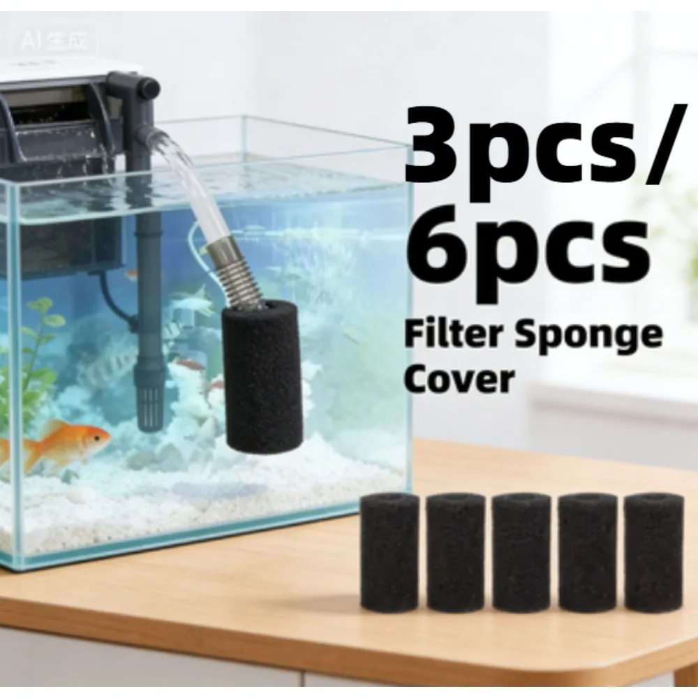 3Pcs/6 Pcs Aquarium Accessories Biochemical Filter Sponge Fish Tank Inlet Water Pre-Filter Sponge Cartridge Replacement Filter